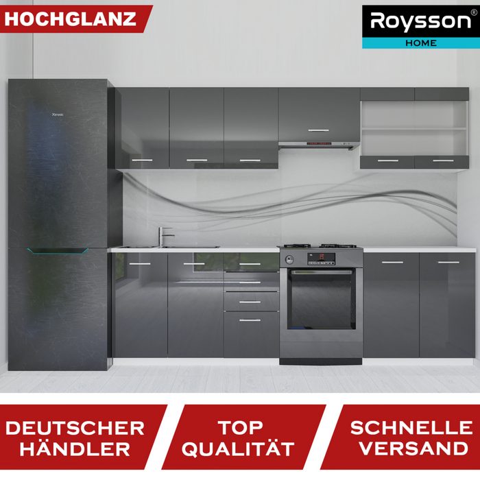 Roysson Home Küchenbuffet Küchenschrank SET Hängeschrank Küchenzeile 260 cm