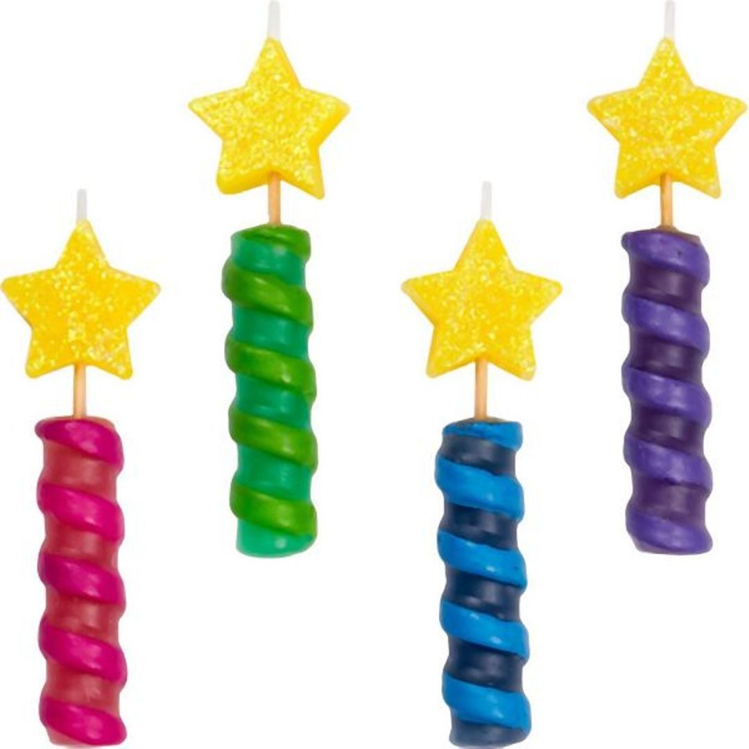 Partystrolche Formkerze Minikerzen am Pick für Kindergeburtstag und Mottoparty (6er Set), Motivkerzen