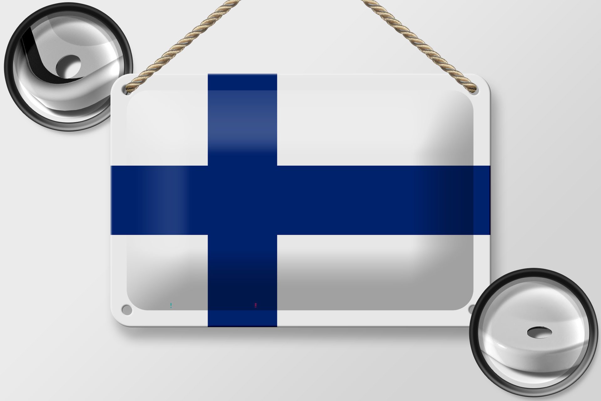 Femer GmbH Metallschild Flagge Finnlands 18x12cm flag of Finland, (1 St), gewölbte Oberfläche, abgerundete Ecken, umgeschlagene Kanten