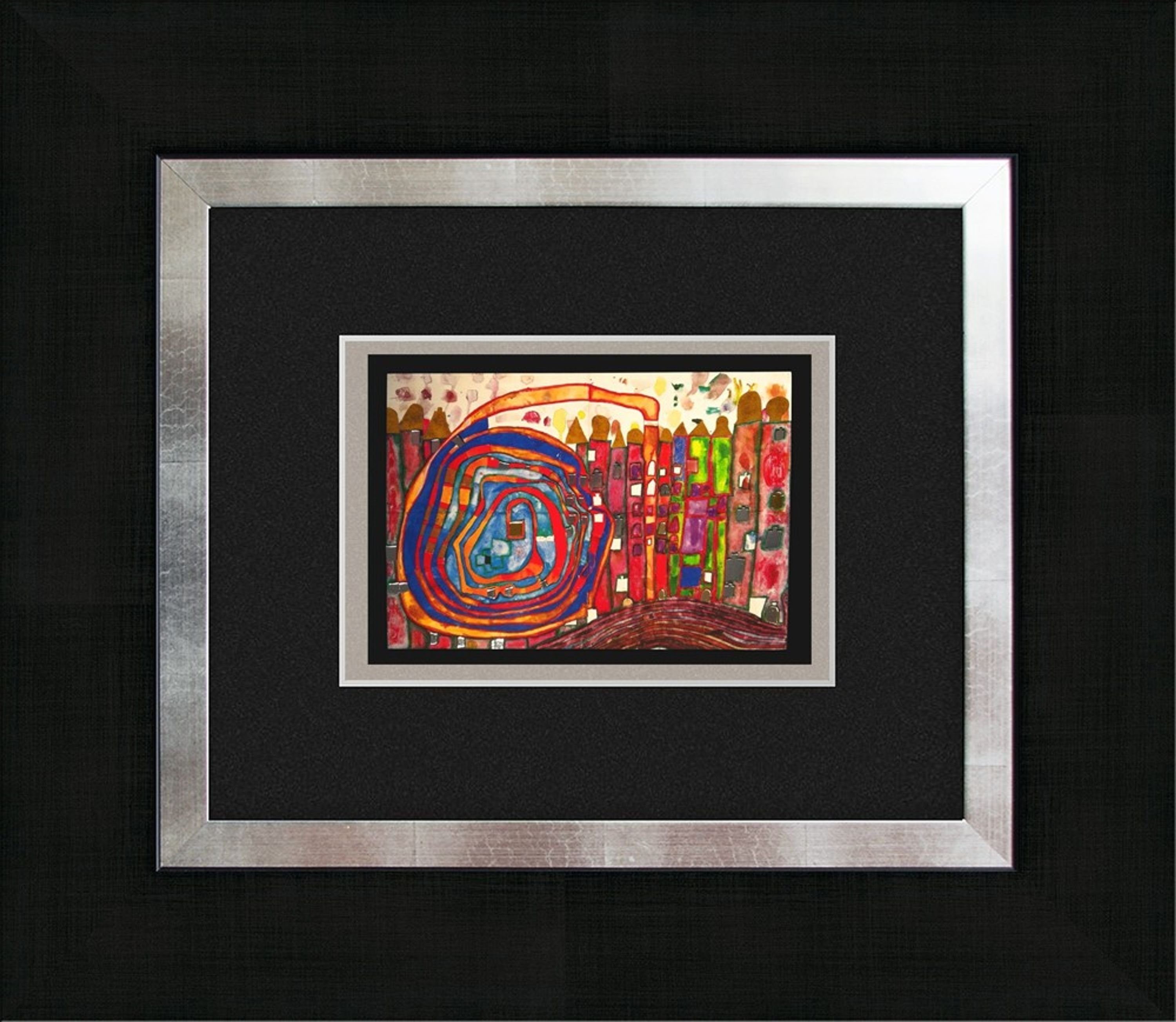 artissimo Bild mit Poster / / Rahmen Bild mit / 40x45cm Rahmen gerahmt Hundertwasser Wandbild