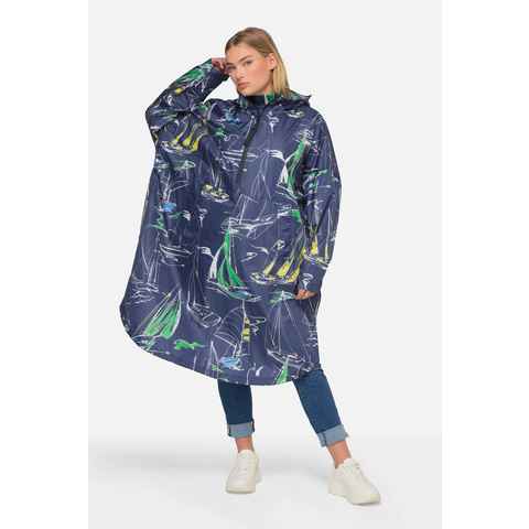 Laurasøn Funktionsjacke Funktions-Regencape Unisex Segelboot-Print Kapuze