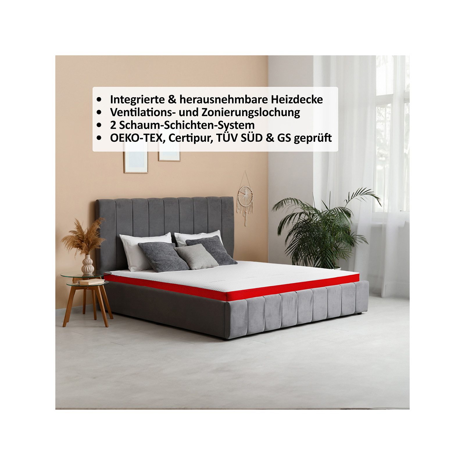 Genius, Topper eazzzy Topper Premium Heat Therapy, (Topper+ Heizdecke), Integrierte und herausnehmbare Heizdecke