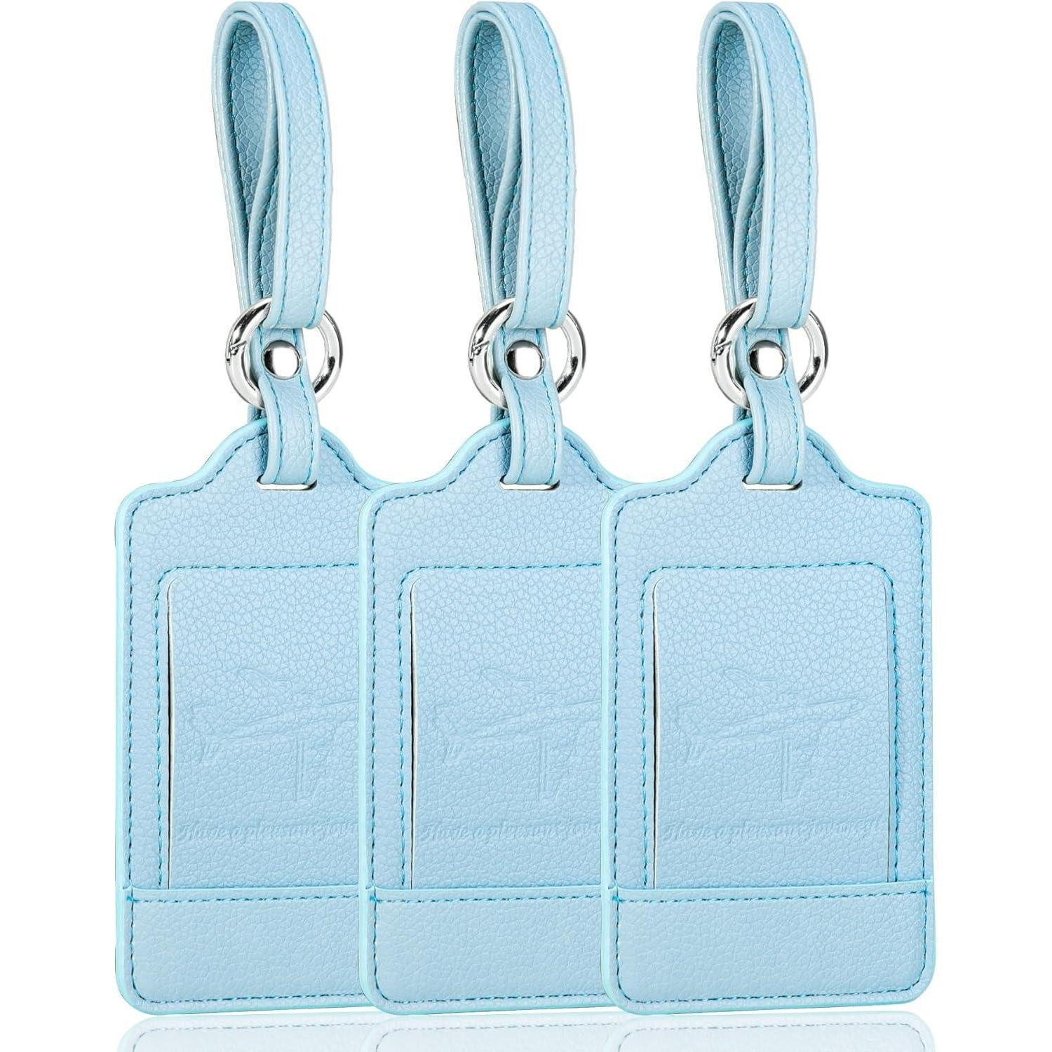 LuxusKollektion Gepäckanhänger 3er Set Kofferanhänger PU Leder Flugreise Gepäckanhänger Blau