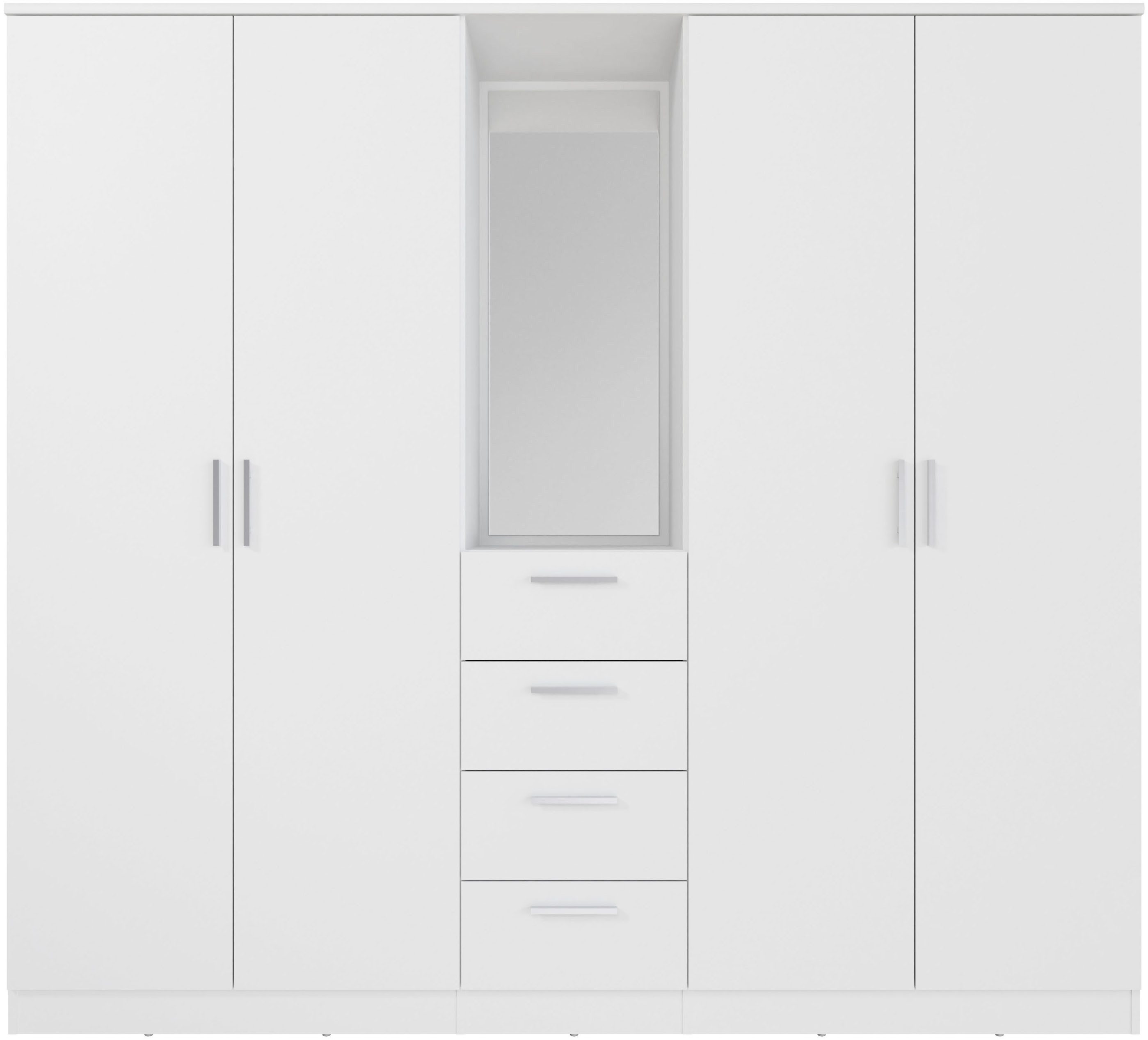 FORTE Kleiderschrank Drehtürenschrank, Spiegel, Schubladen, viel Stauraum B/H/T 199/181/52,7, Spiegel, Stauraum,Schubladen, FSC
