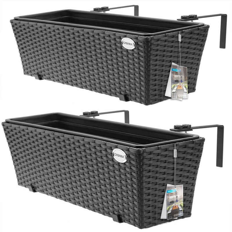 Casaria Blumenkasten, 2er Set 11 Liter Montagehalterung indoor outdoor Geländerkasten