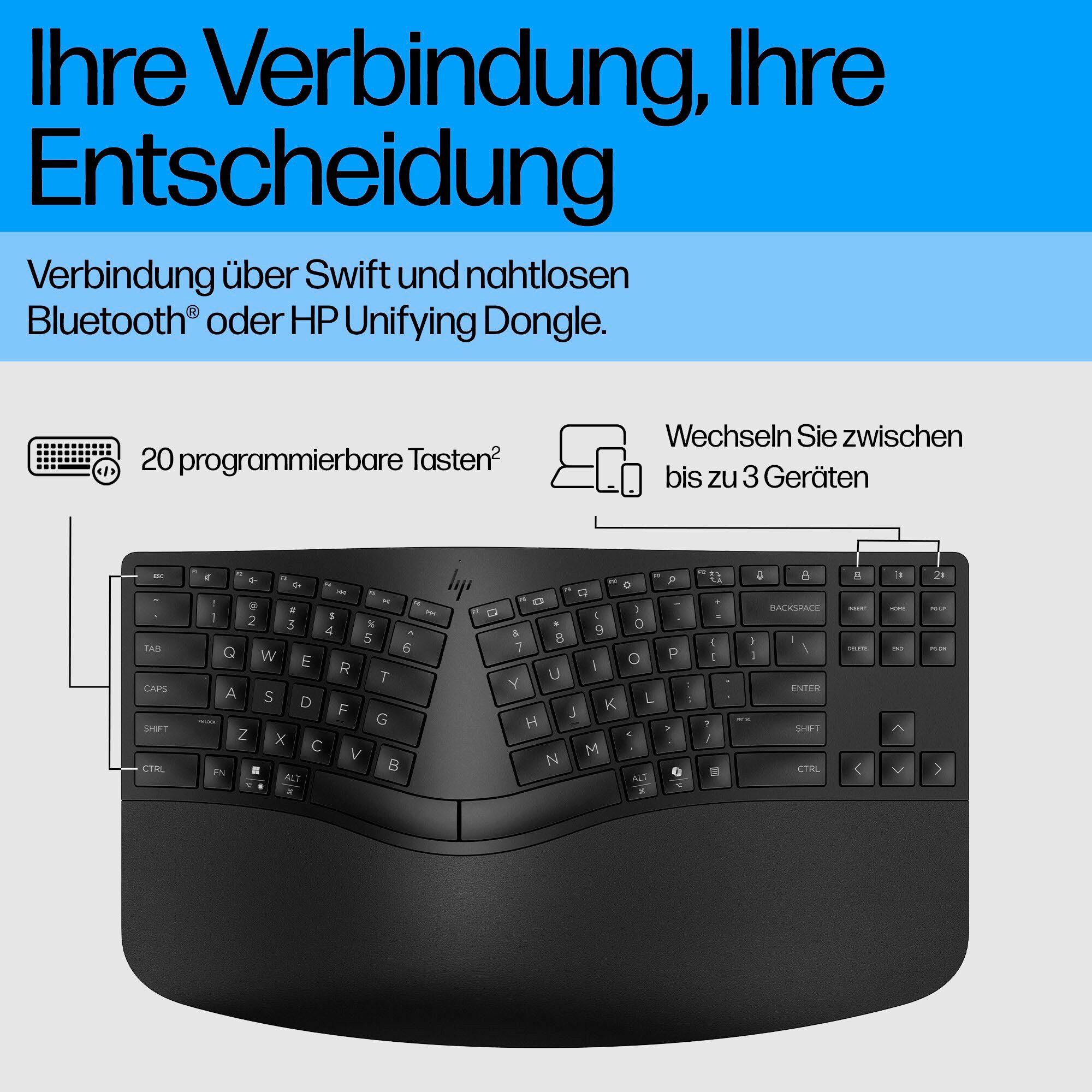 HP 960 Ergonomische Wireless-Tastatur