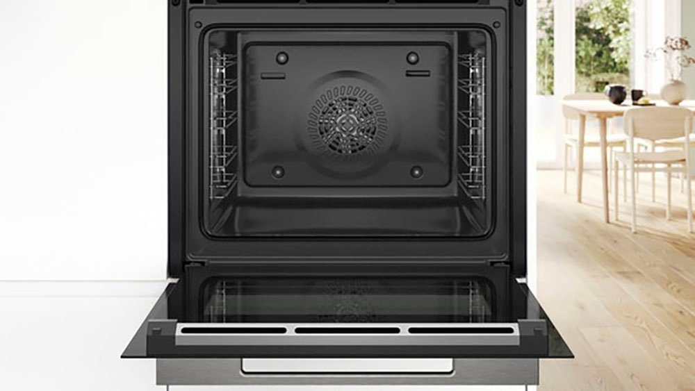BOSCH Einbaubackofen Serie 8 HBG7221B2, mit Teleskopauszug nachrüstbar, Hydrolyse, Air Fry für knusprige Lebensmittel & Reinigungsunterstützung