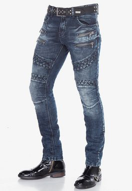 Cipo & Baxx Slim-fit-Jeans im modischen Bikerstil in Straight Fit