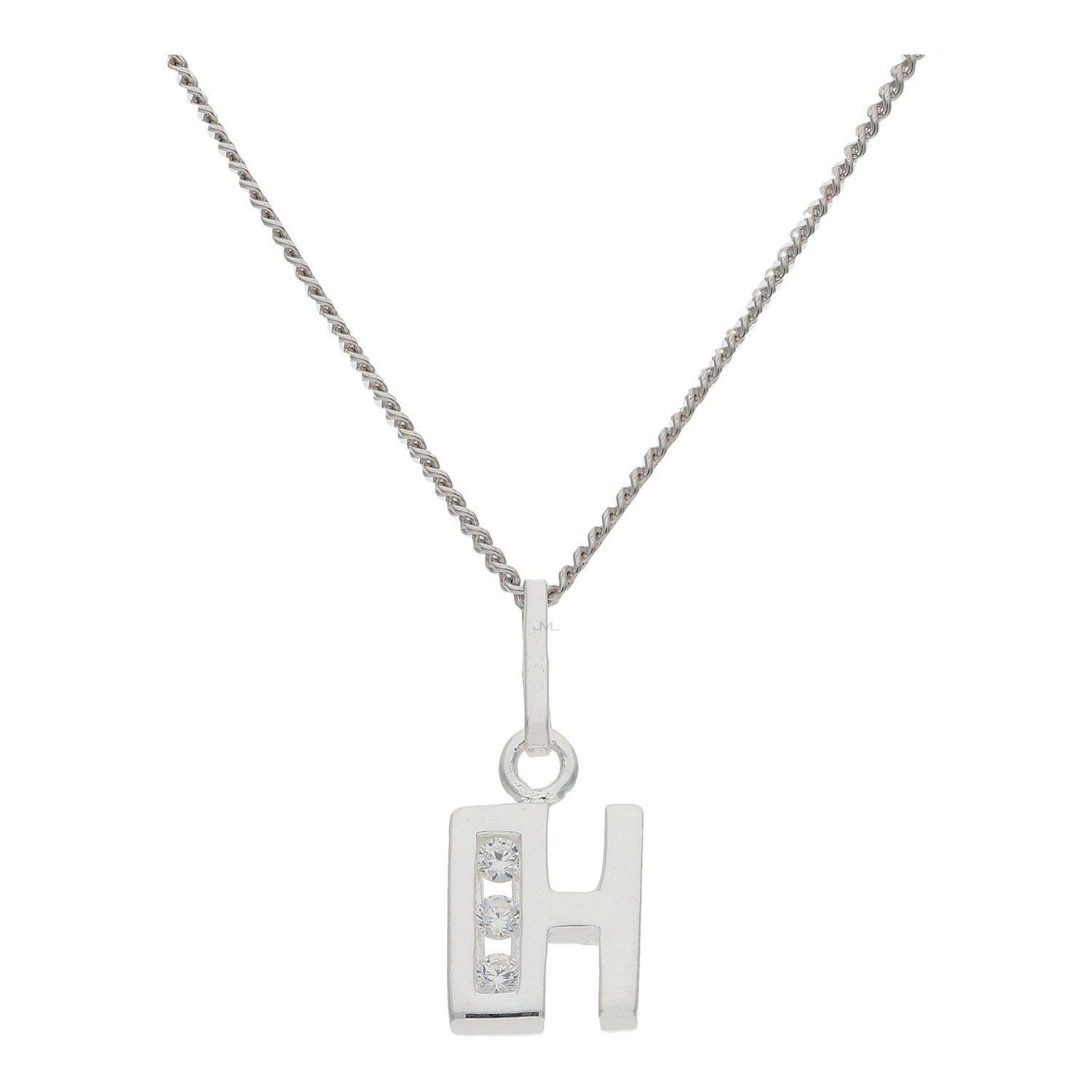 Buchstabenanhänger JuwelmaLux Anhänger Buchstabe "H" 925/000 Sterling Silber mit Zirkonia
