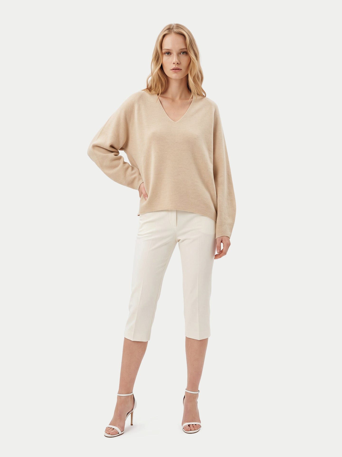 GOBI Cashmere Polokragenpullover Kaschmir-Pullover mit tiefem V-Ausschnitt