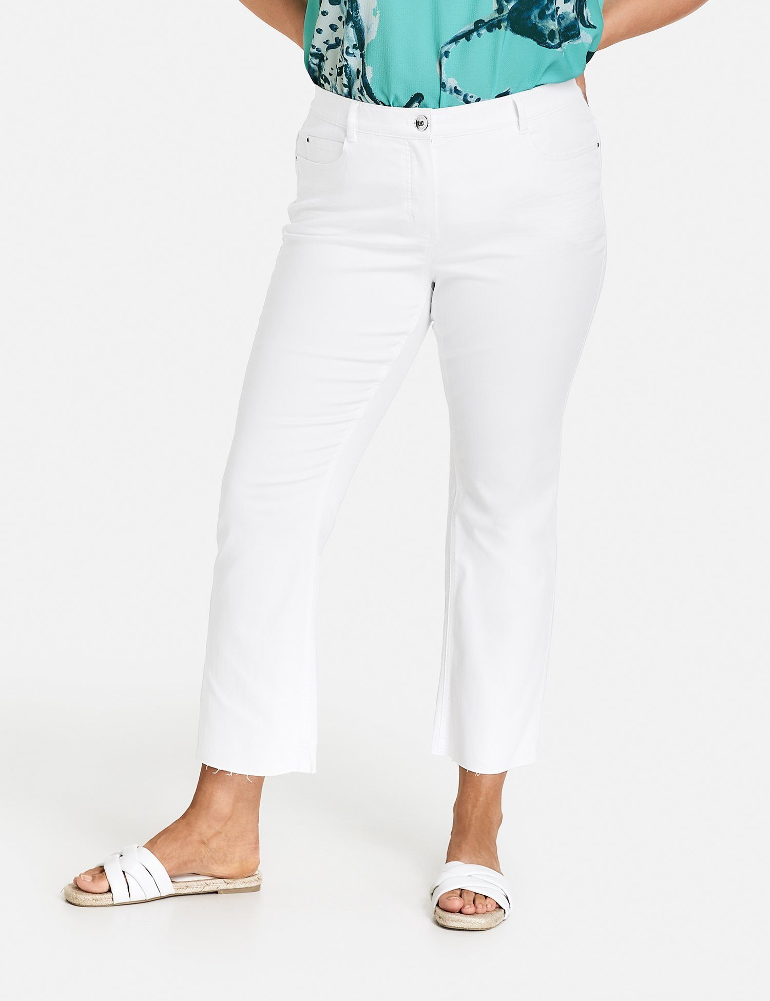 Samoon Stoffhose 3/4 Jeans mit ausgestelltem Saum Betty Jeans white
