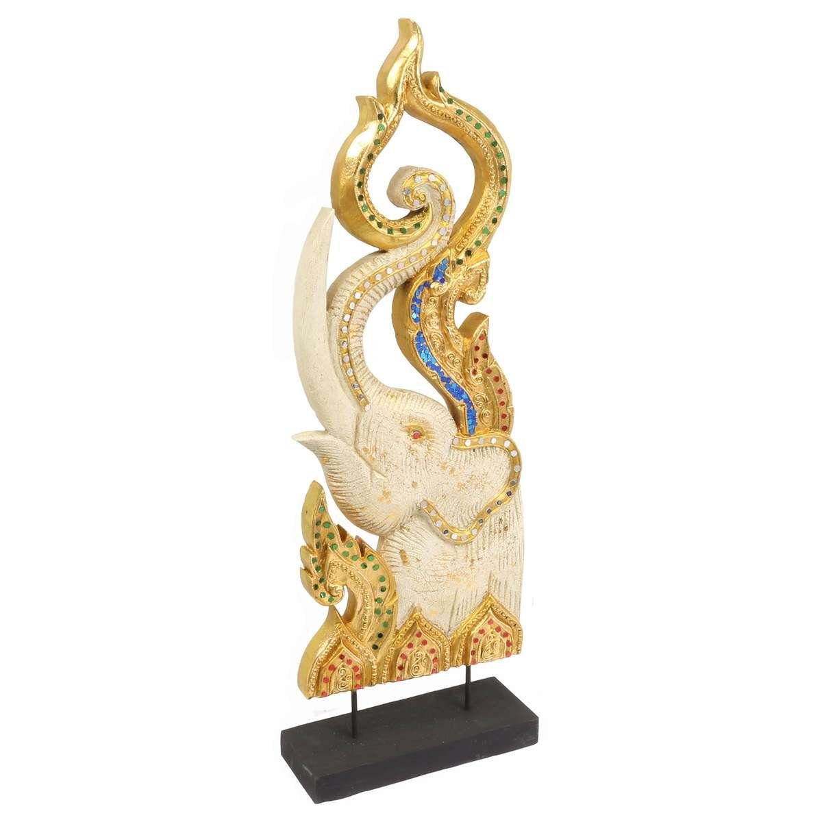 Oriental Galerie Dekofigur Handarbeit Elefant 72 traditionelle cm im St), (1 weiß Herstellung Ursprungsland Skulptur links in