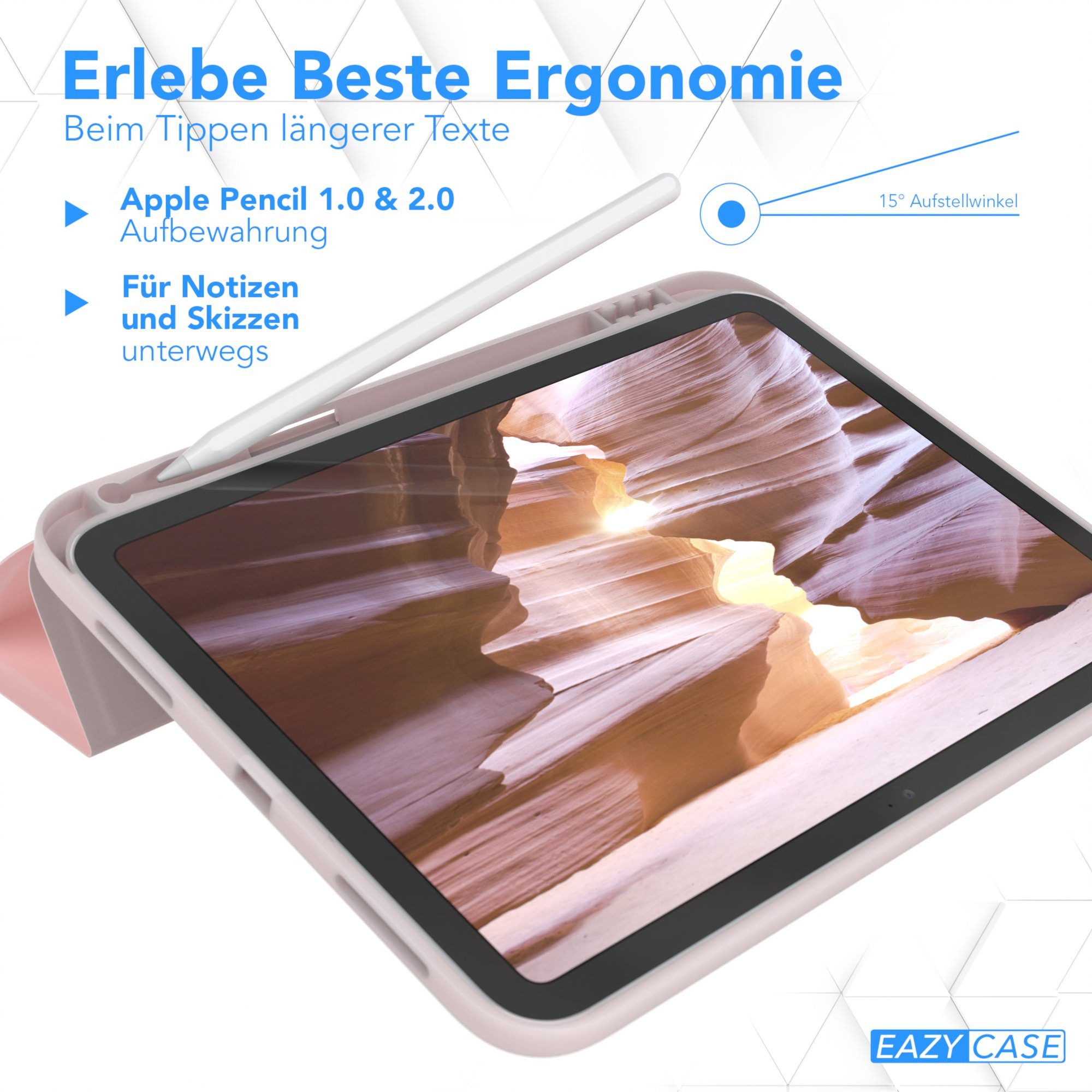 EAZY CASE Tablet-Hülle Penholder Smartcase für Apple iPad 2025 (11. Gen) 11 Zoll, Hülle mit Stifthalter magnetisch kratzfeste Tasche zum Aufkappen Rosa – Bild 5 von 5