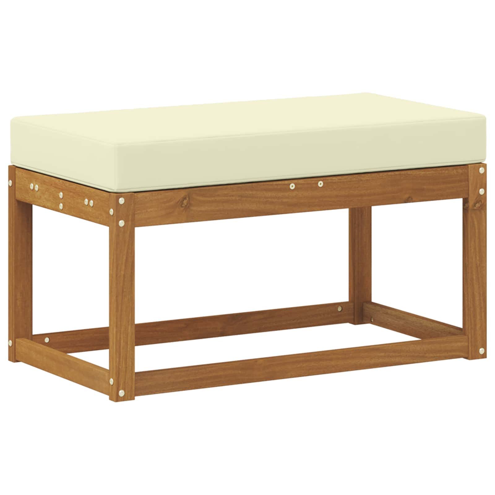 vidaXL Sofaelement Outdoor Hockerbank mit Kissen Natur und Creme 79 x 43 x 37 cm (1 St)