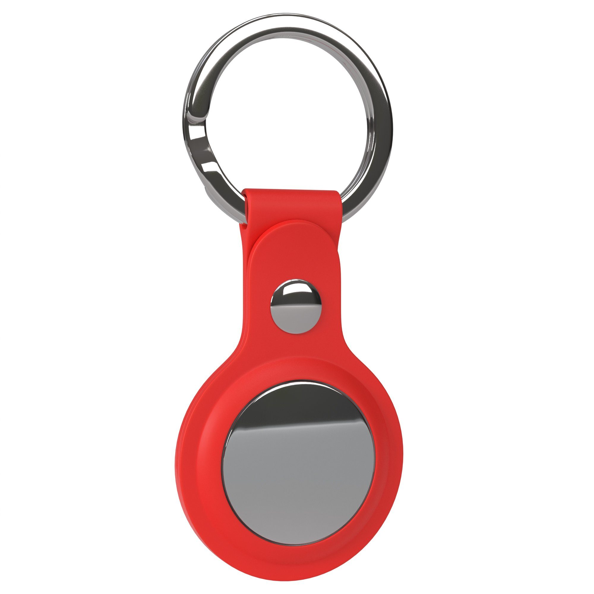 Anhänger Apple Tracker Karabiner Silikon kompatibel Hülle Schlüsselanhänger mit Rot EAZY CASE Airtags Schutzhülle Schlaufe AirTag, mit