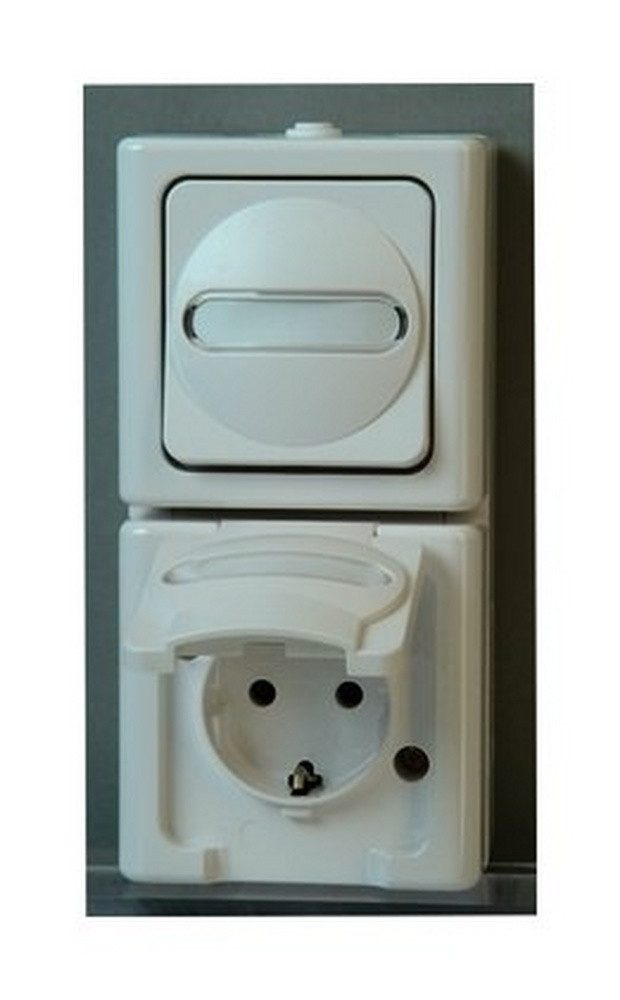 Kopp Schalter, Kombination Steckdose/ BLUE ELECTRIC Wechselschalter AP