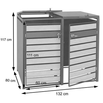 MCW Mülltonnenbox MCW-J81-2 (2 St), Für 2 Mülltonnen mit 80 bis 240L Fassungsvermögen, abschließbar