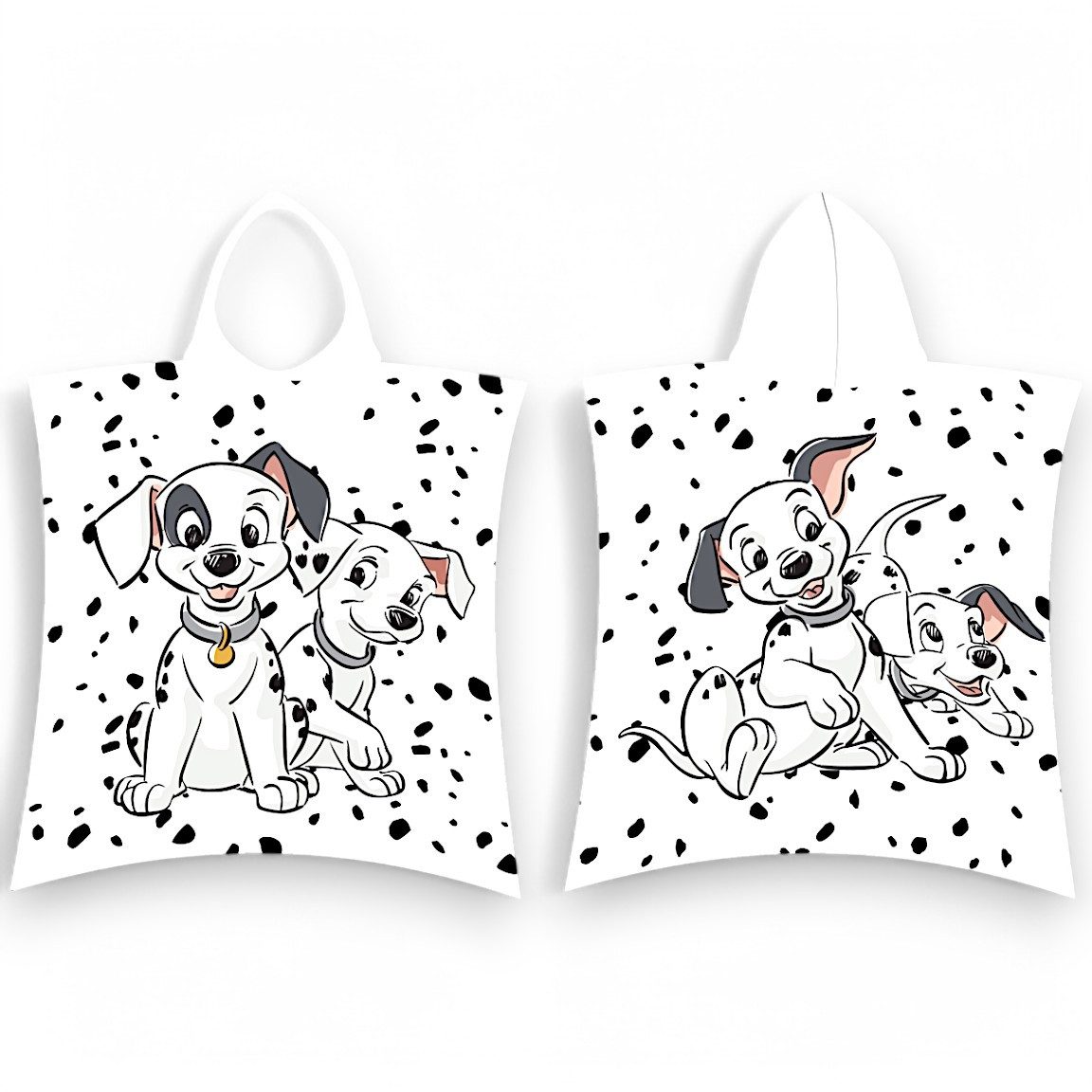 Disney Badeponcho 101 Dalmatiner, Baumwolle, mit Kapuze, Kinder Kapuzenhandtuch 50 x 115 cm