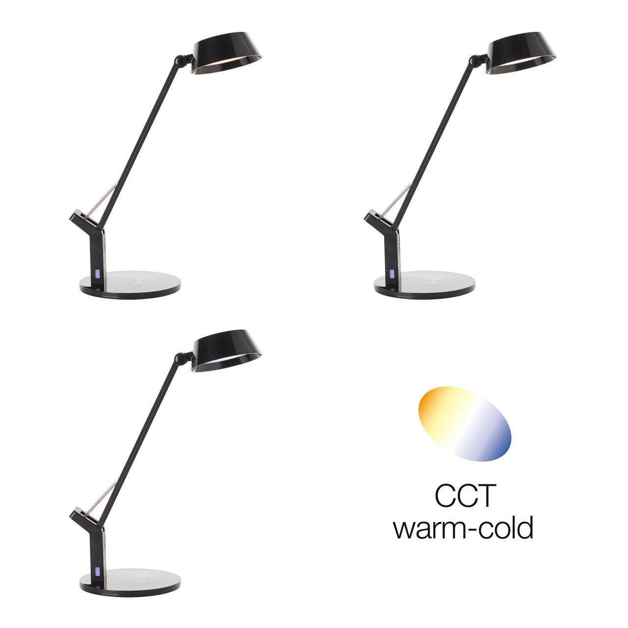 LED Lampe, Kaila, Tischleuchte Brilliant Induktionsladeschale 1x LED schwarz, Tischleuchte Kaila mit 3100-6100K,