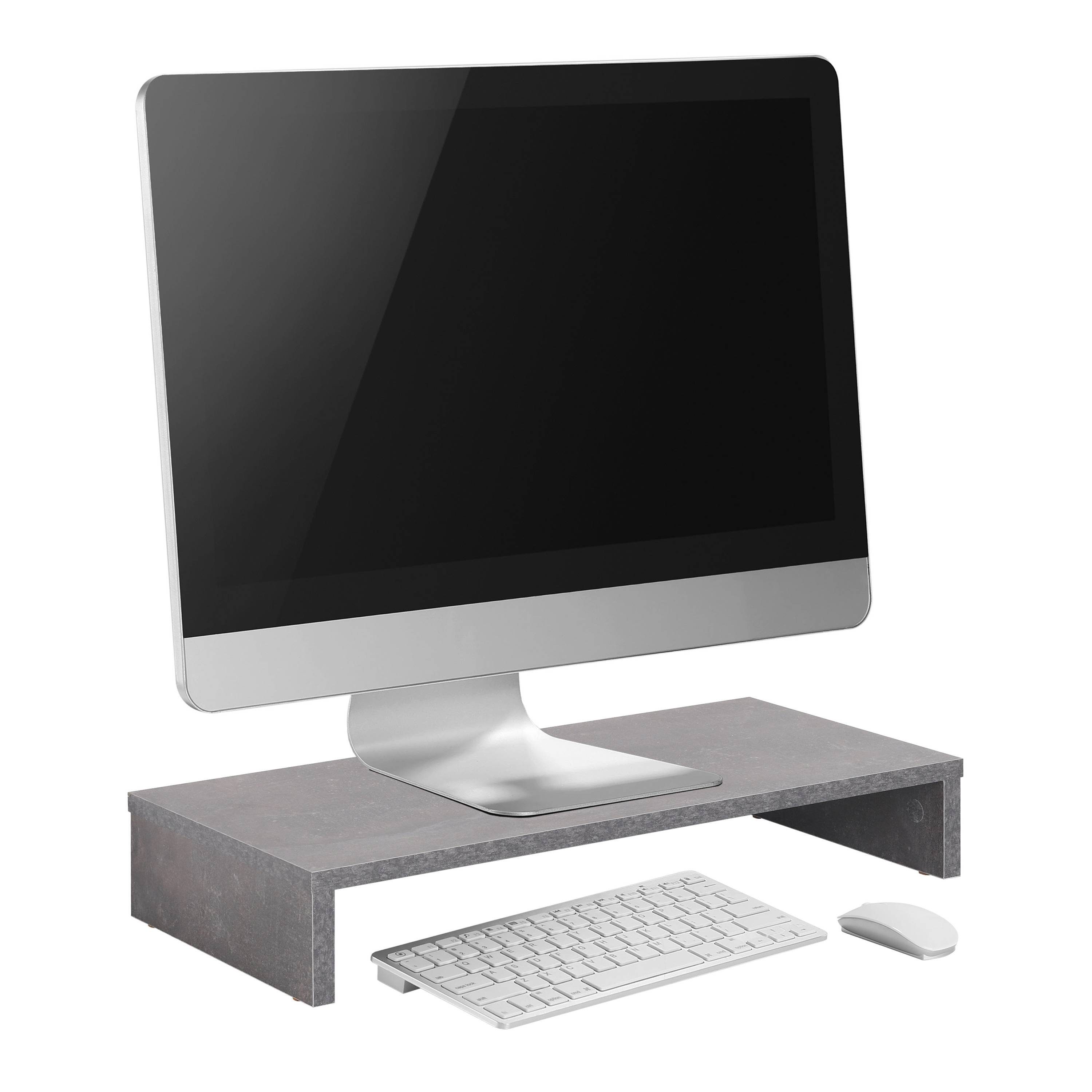 Beton-Grau Monitorständer Schreibtischaufsatz Tisch FS0113-BG, Monitorerhöhung RICOO Bildschirm Aufsatz Schreibtisch