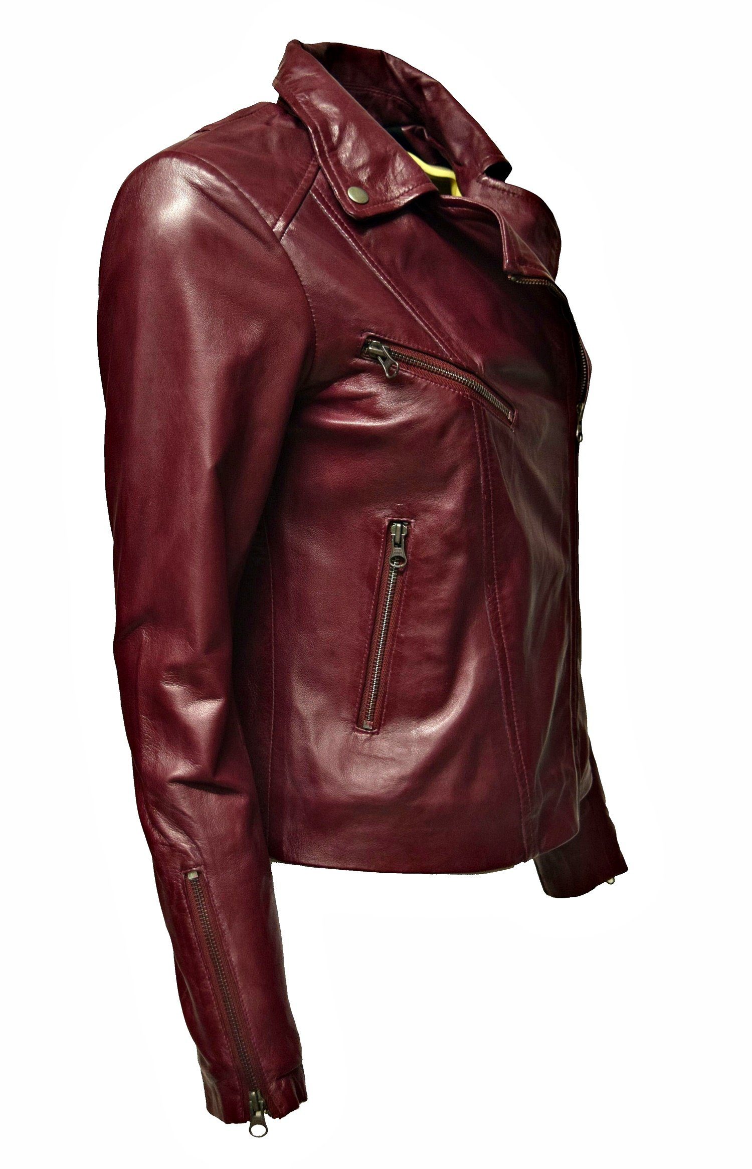 Zimmert Leather Lederjacke Bebie (1-St) Schwarz, Cognac Braun, Rot, weiss