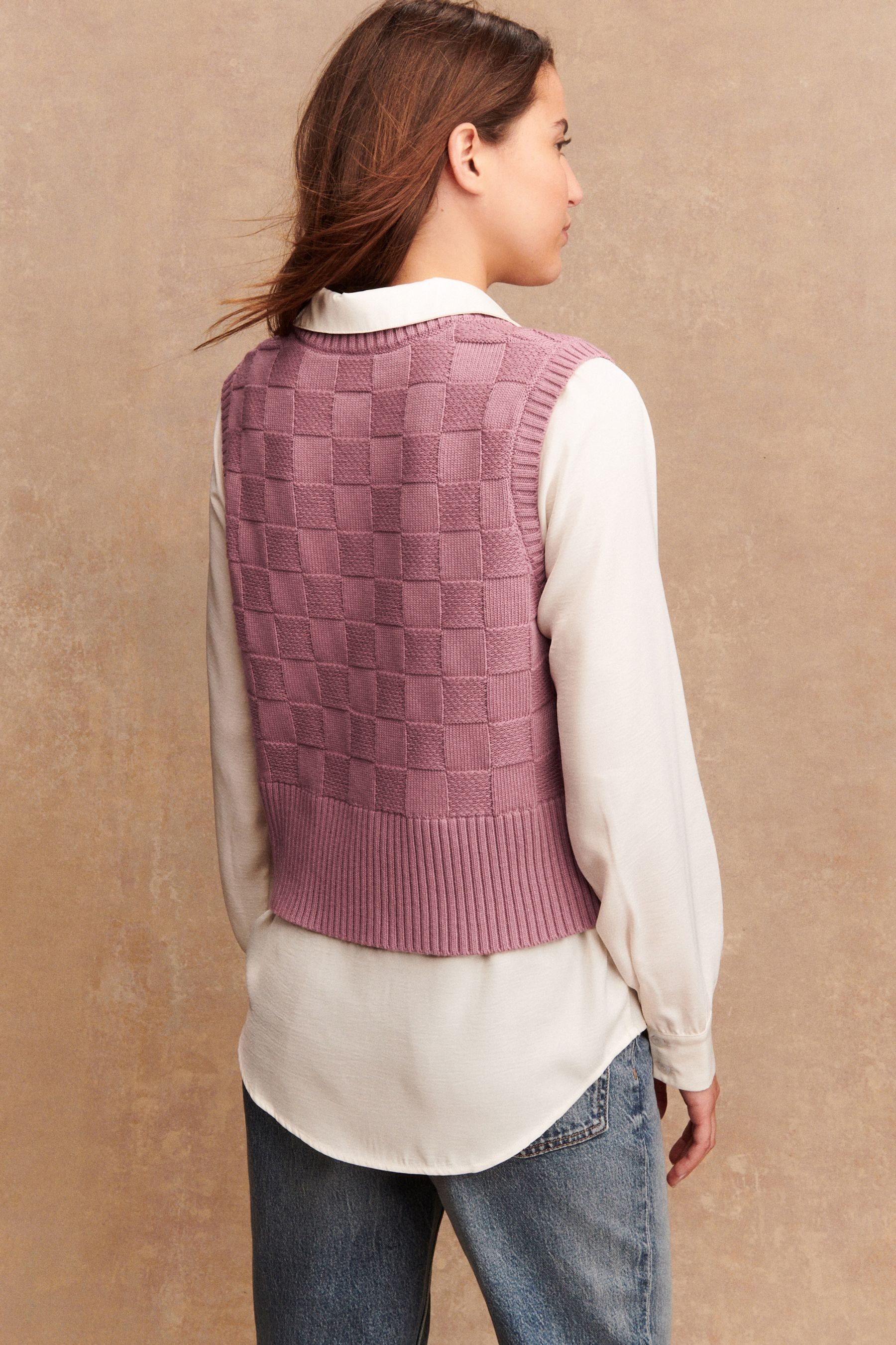 Next Pullunder Gestrickte Tanktop mit Hemdlage und Knopfdetail (1-tlg) günstig online kaufen