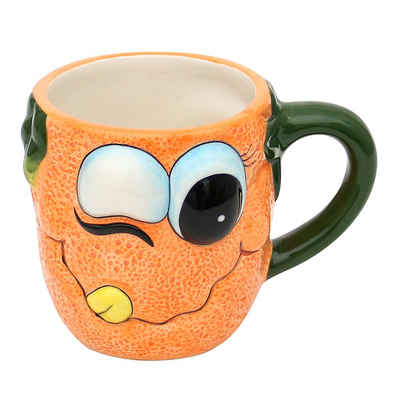 Dekohelden24 Tasse Keramik Kaffeebecher - Tasse als Orange Größe H/Ø: 9 x 12 cm, Dolomite