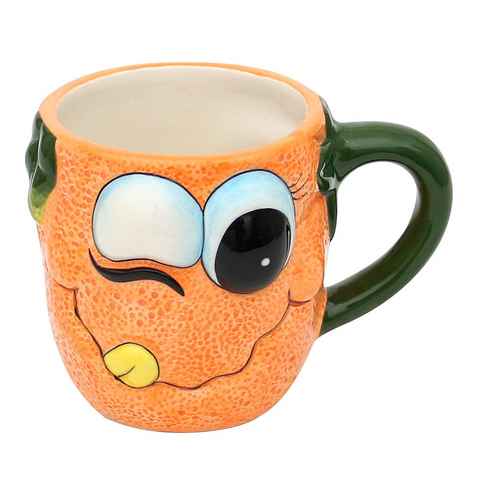 Dekohelden24 Tasse Keramik Kaffeebecher - Tasse als Orange Größe H/Ø: 9 x 12 cm, Dolomite