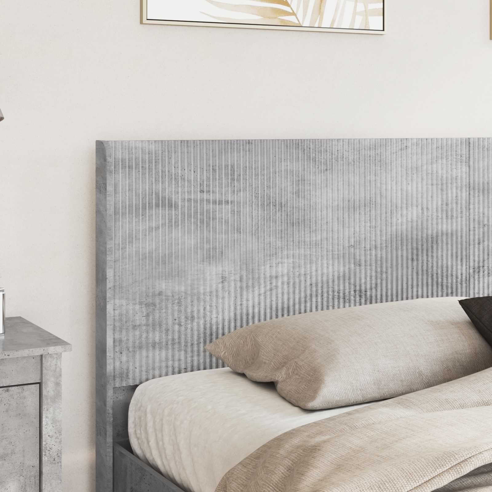 vidaXL Bett Bettgestell mit Stauraum und Kopfteil Betongrau Holzwerkstoff (1-tlg)