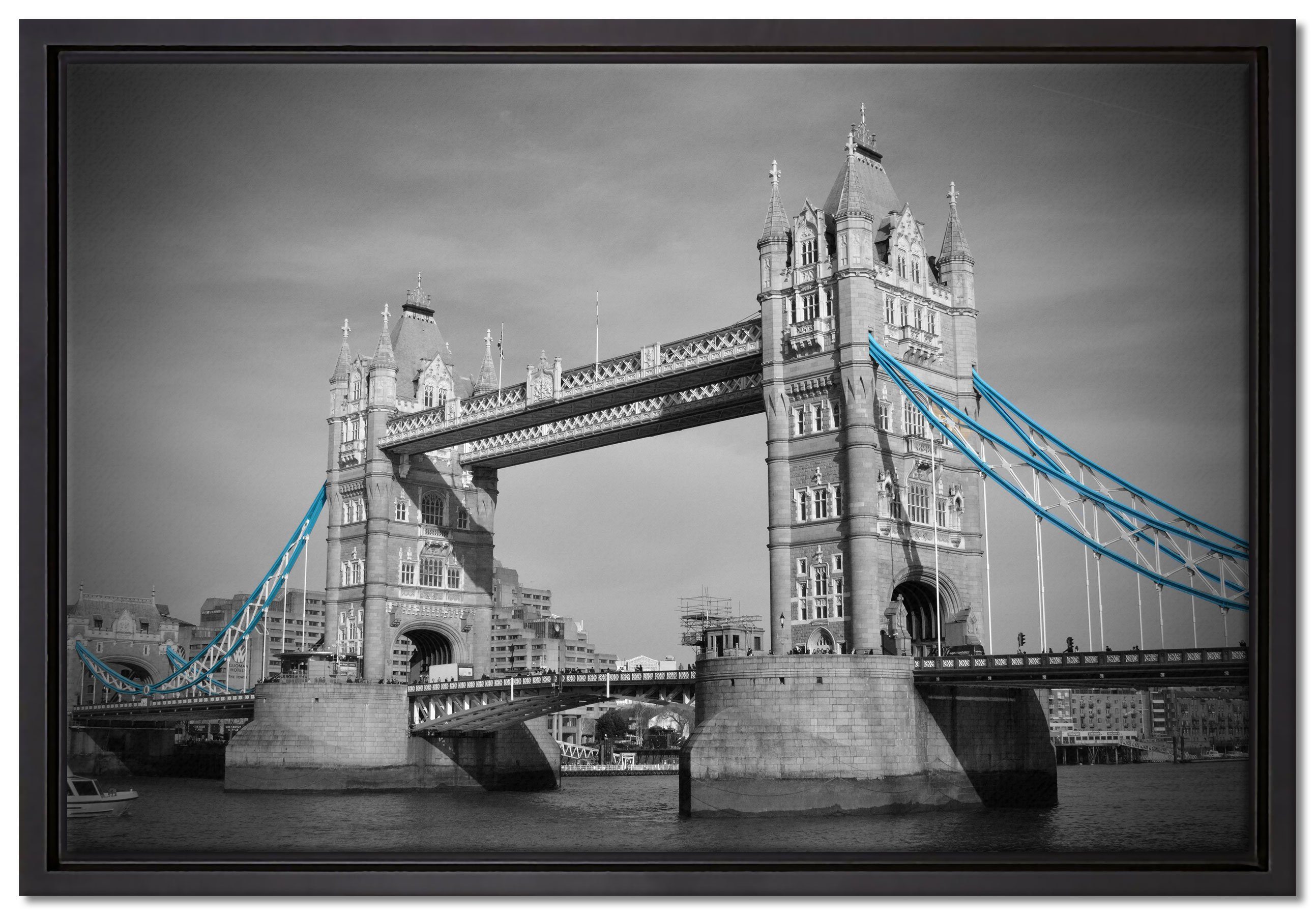 Pixxprint Leinwandbild legendäre Tower Bridge, Wanddekoration (1 St), Leinwandbild fertig bespannt, in einem Schattenfugen-Bilderrahmen gefasst, inkl. Zackenaufhänger