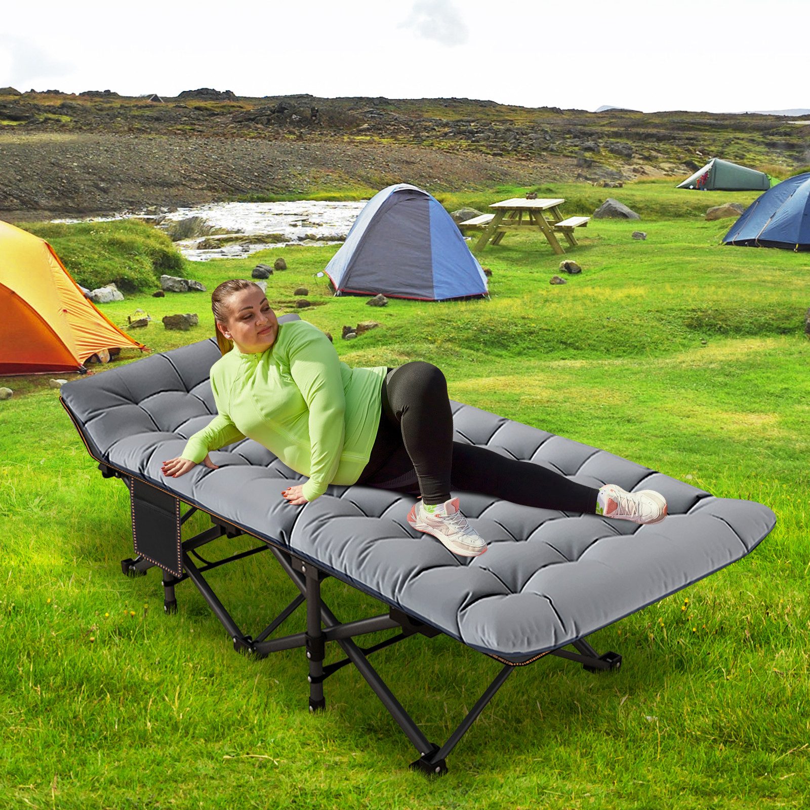 Meulbaty Klappbett Camping Bett, Gästebett mit Matratze, 400KG Belastbar im günstig online kaufen