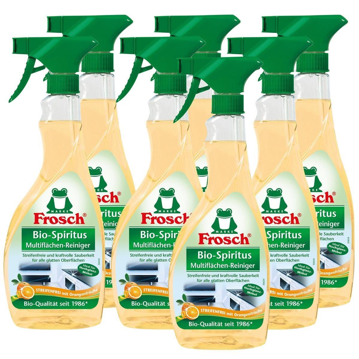 FROSCH 7x Frosch Orangen Multiflächen-Reiniger 500 Glasreiniger Sprühflasche ml