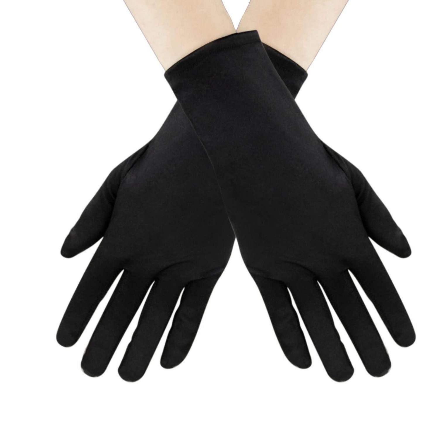 LuxusKollektion Abendhandschuhe Opernhandschuhe Kurz Satin Schwarz (1-St)
