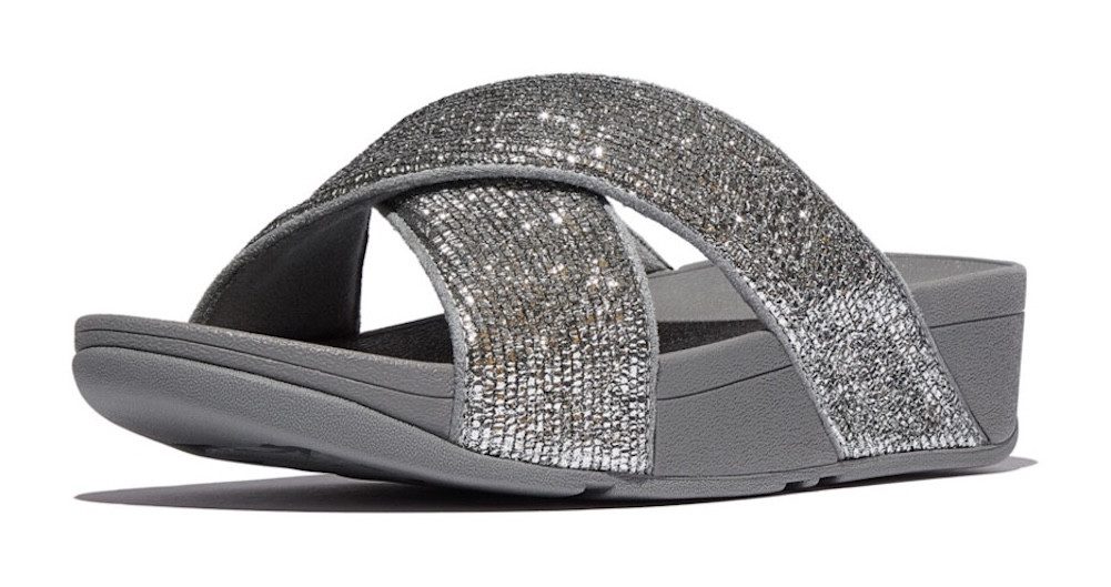 Fitflop LULU CRINKLED SHIMMER Pantolette Slides, Badeschuh, Abendmode mit Glitter