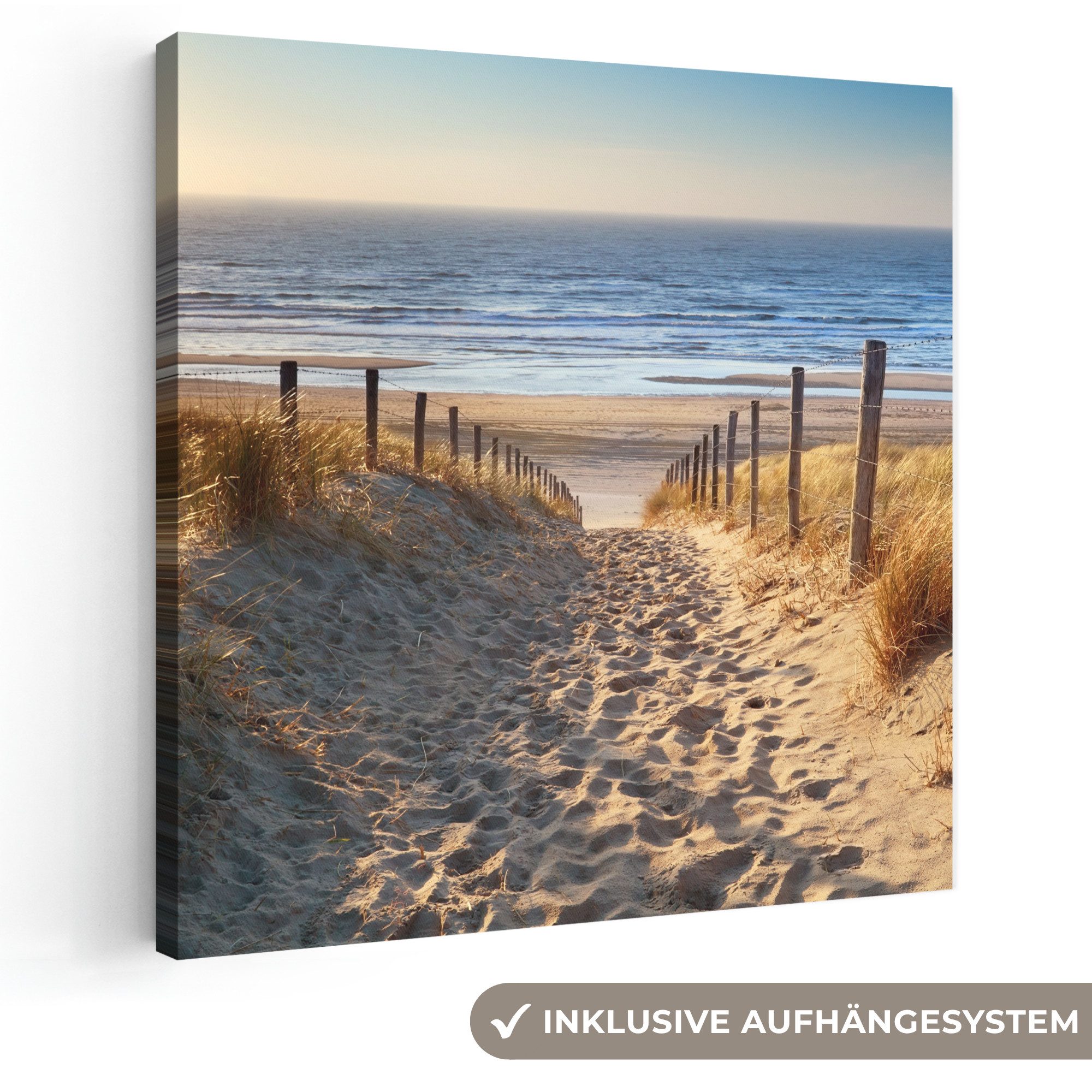OneMillionCanvasses® Leinwandbild Strand - Meer - Niederlande - Dünen - Sonne, Fotodruck (1 St), Wandbild, Deko Schlafzimmer Wohnzimmer Flur 20x20 cm