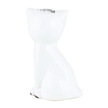 Tangoo Gartenfigur Tangoo Keramik-Katze sitzend weiß glänzend ca 14cm H, (Stück)