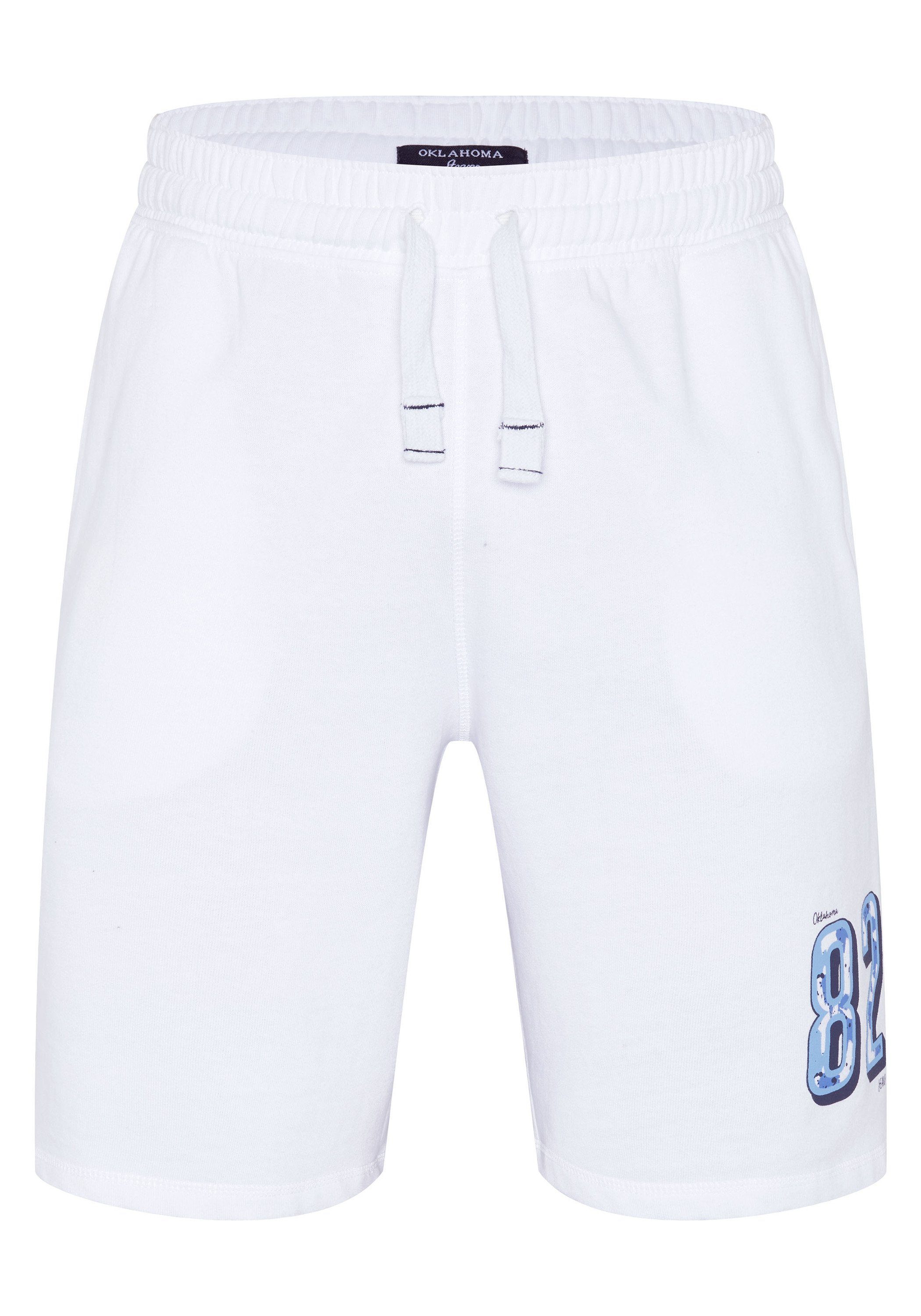 Oklahoma Jeans Sweatshorts mit kleinem Logo am Bein 11-0601 Bright White