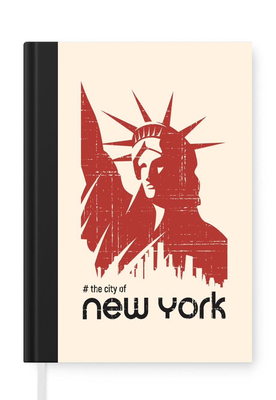 MuchoWow Notizbuch New York - Freiheitsstatue - Rot, Journal, Merkzettel, Tagebuch, Notizheft, A5, 98 Seiten, Haushaltsbuch
