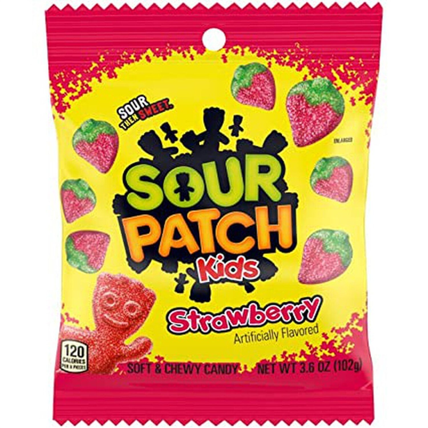 Sour Patch Kids Süßigkeit, 1 x 102 g, Kids - Strawberry Bag