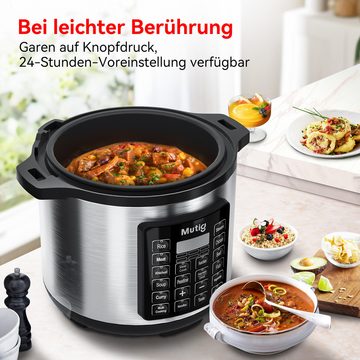 Senmudi Multikocher 6L reiskocher multikocher,18 Programme,1000W,Schnellkochtopf, 6,00 l Schüssel, verzögerter Start,Milchreis, Reis,Fleisch,Nudeln oder Suppe