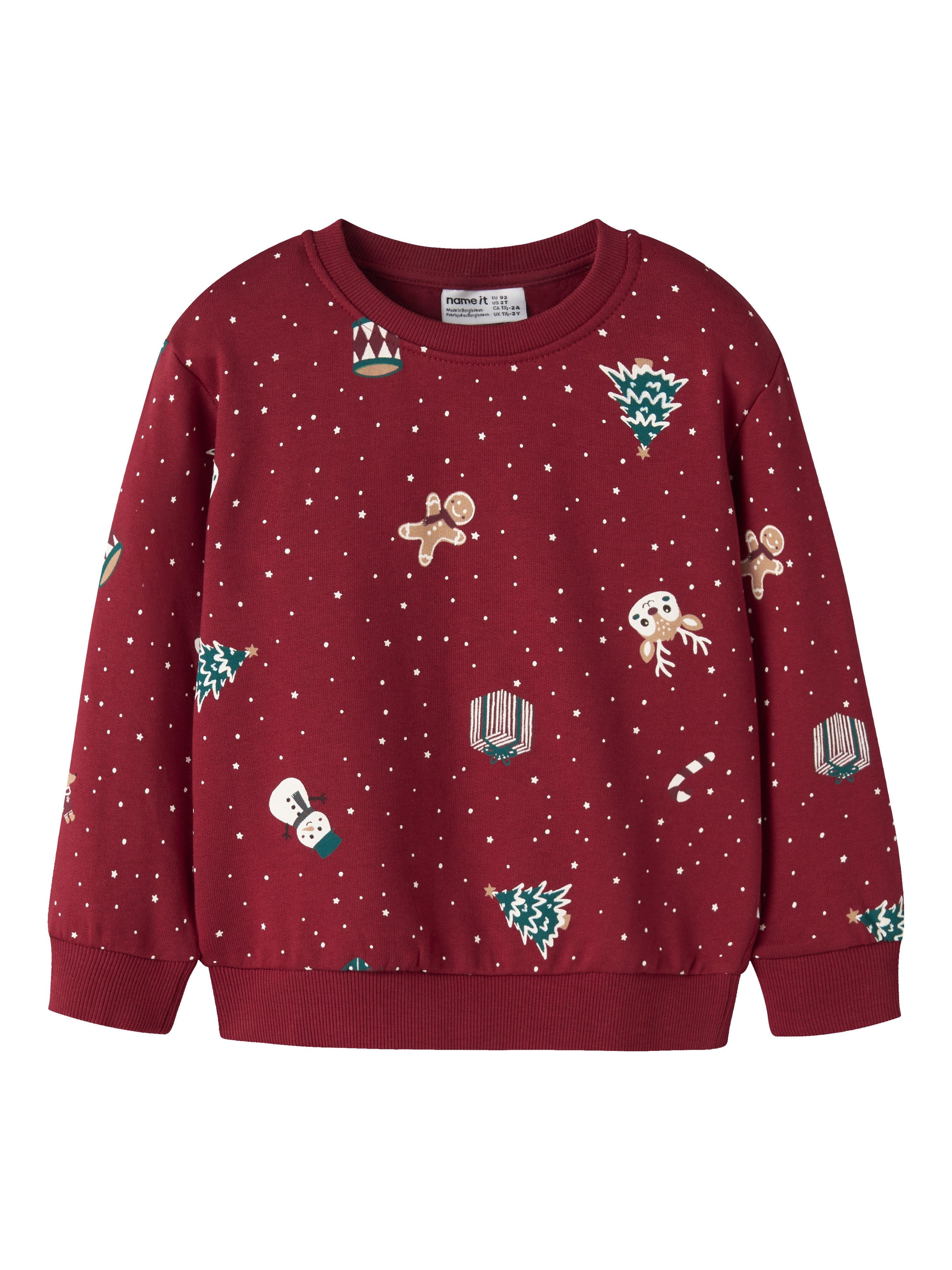 Name It Weihnachtssweatshirt NMNVOHOM LS NREG SWEAT BRU Weihnachten, Baumwolle