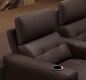 Sofanella 4-Sitzer Sofanella Kinosofa BARI Leder Heimkino Viersitzer in Creme