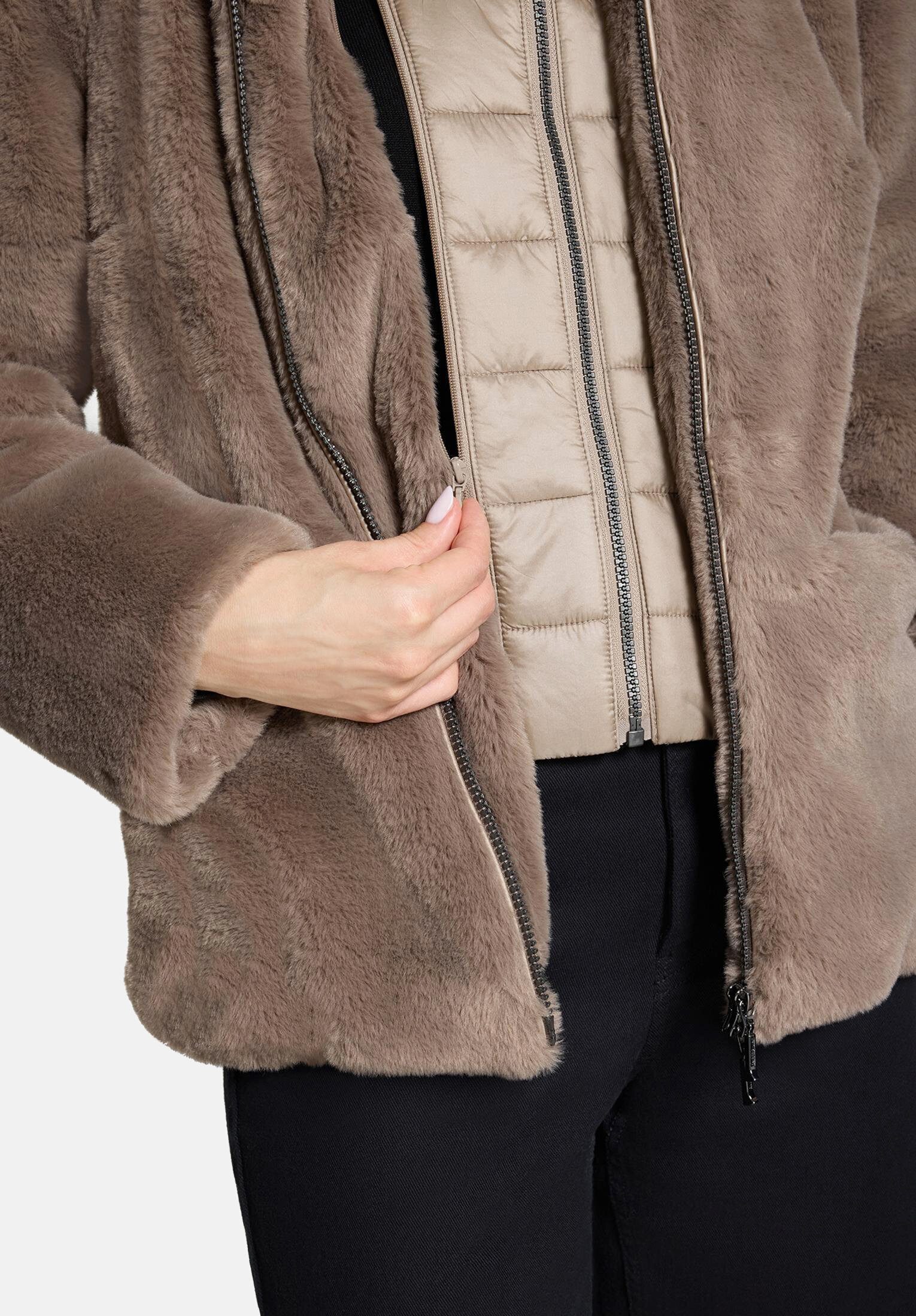 Amber & June Plüschjacke Damen mit abnehmbarem Westenteil
