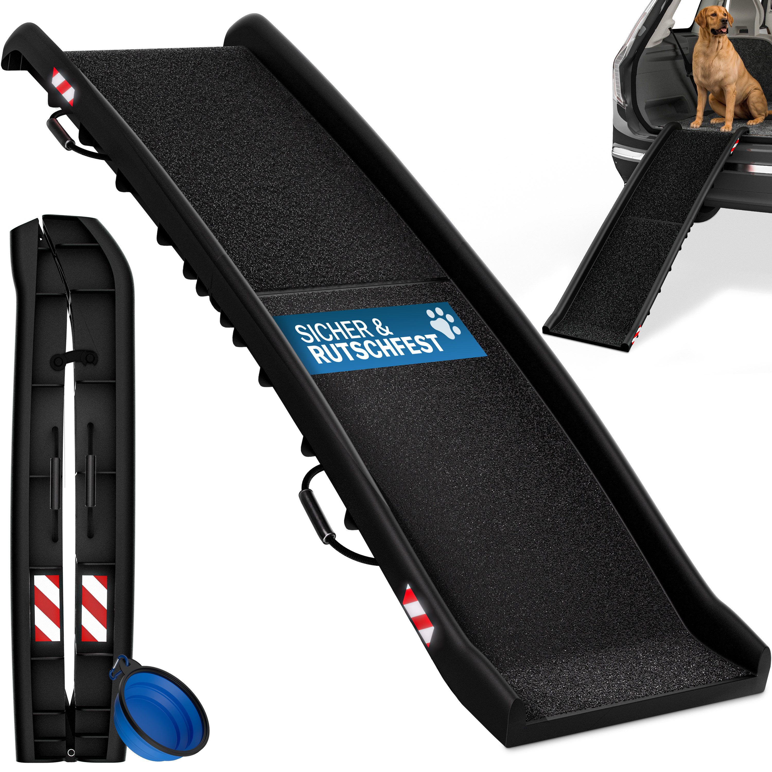 Cadoca Hunderampe, Hunderampe 90KG klappbar 156x40cm Tragegriff mit Sicherungsbügel Auto