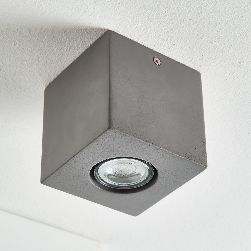 famlights Deckenstrahler Deckenaufbauleuchte Luis aus Beton in Grau GU10 1 x 6 W