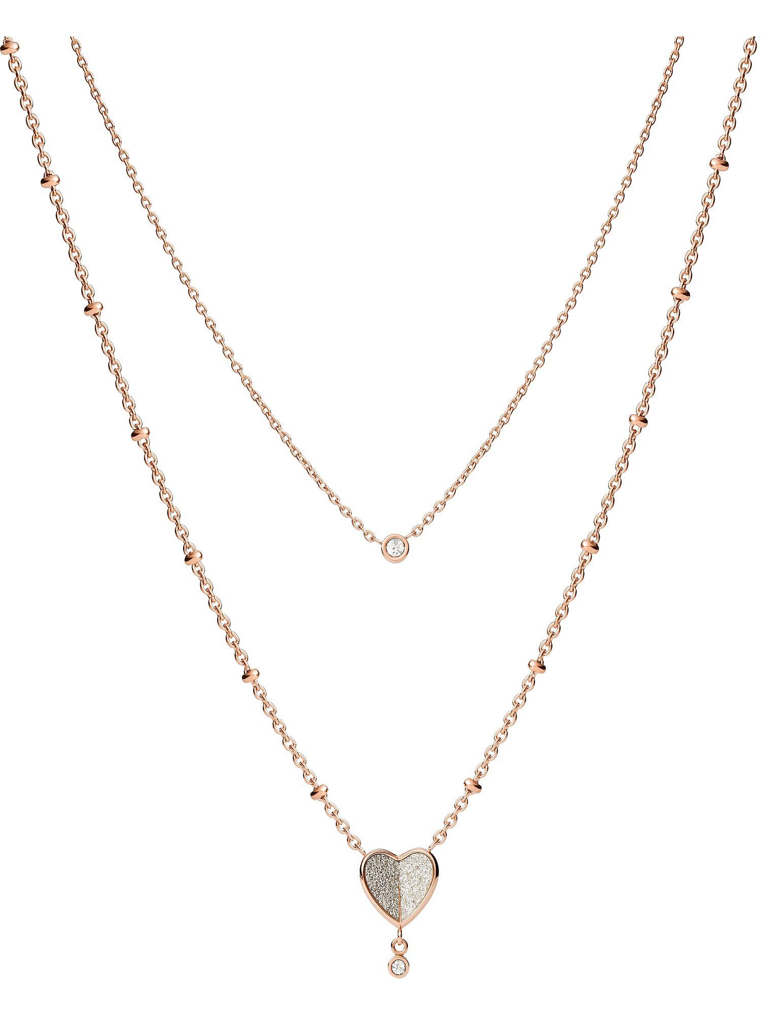 Fossil Collier Fossil Damen-Kette Edelstahl Glasstein