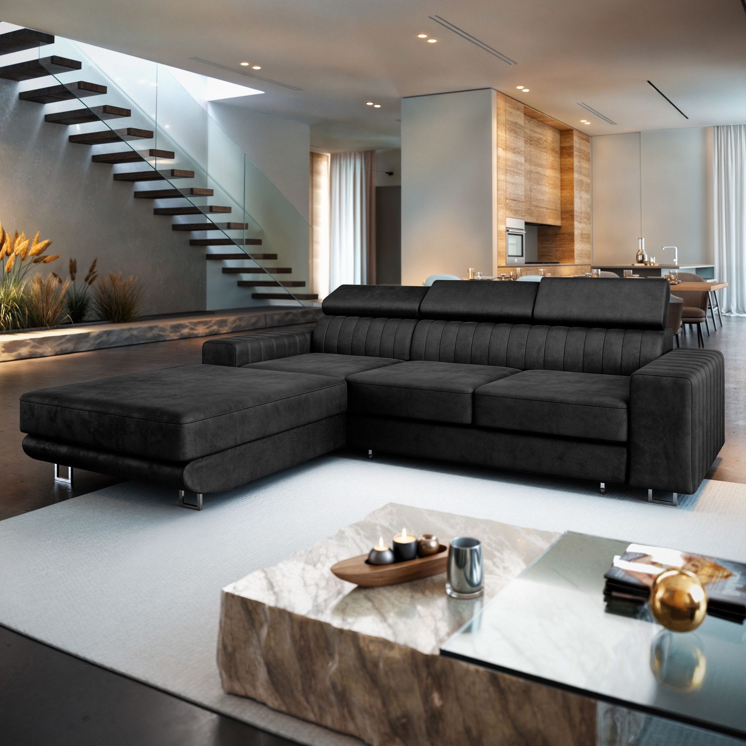 Masseno Ecksofa NOTO mit Schlaffunktion L-Form, Sofa mit Bettkasten günstig online kaufen