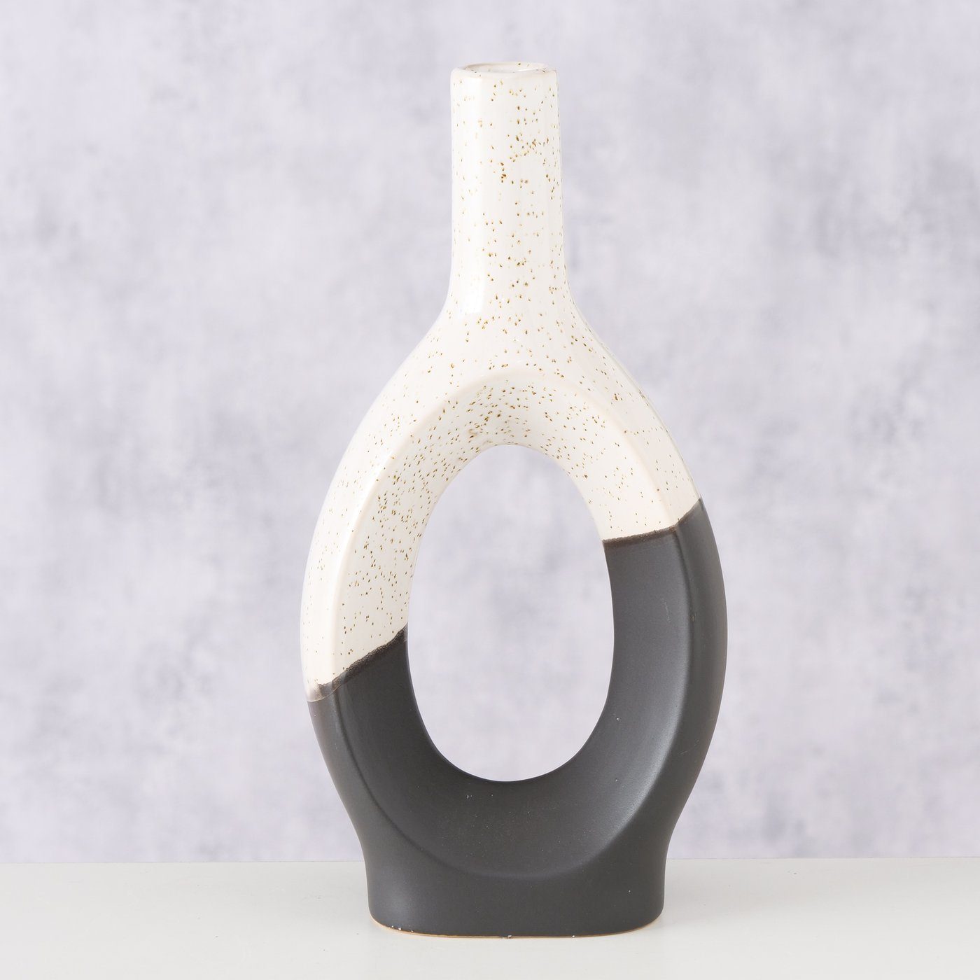 BOLTZE Dekovase "Uniqua" aus Keramik in schwarz/weiß, Vase Blumenvase