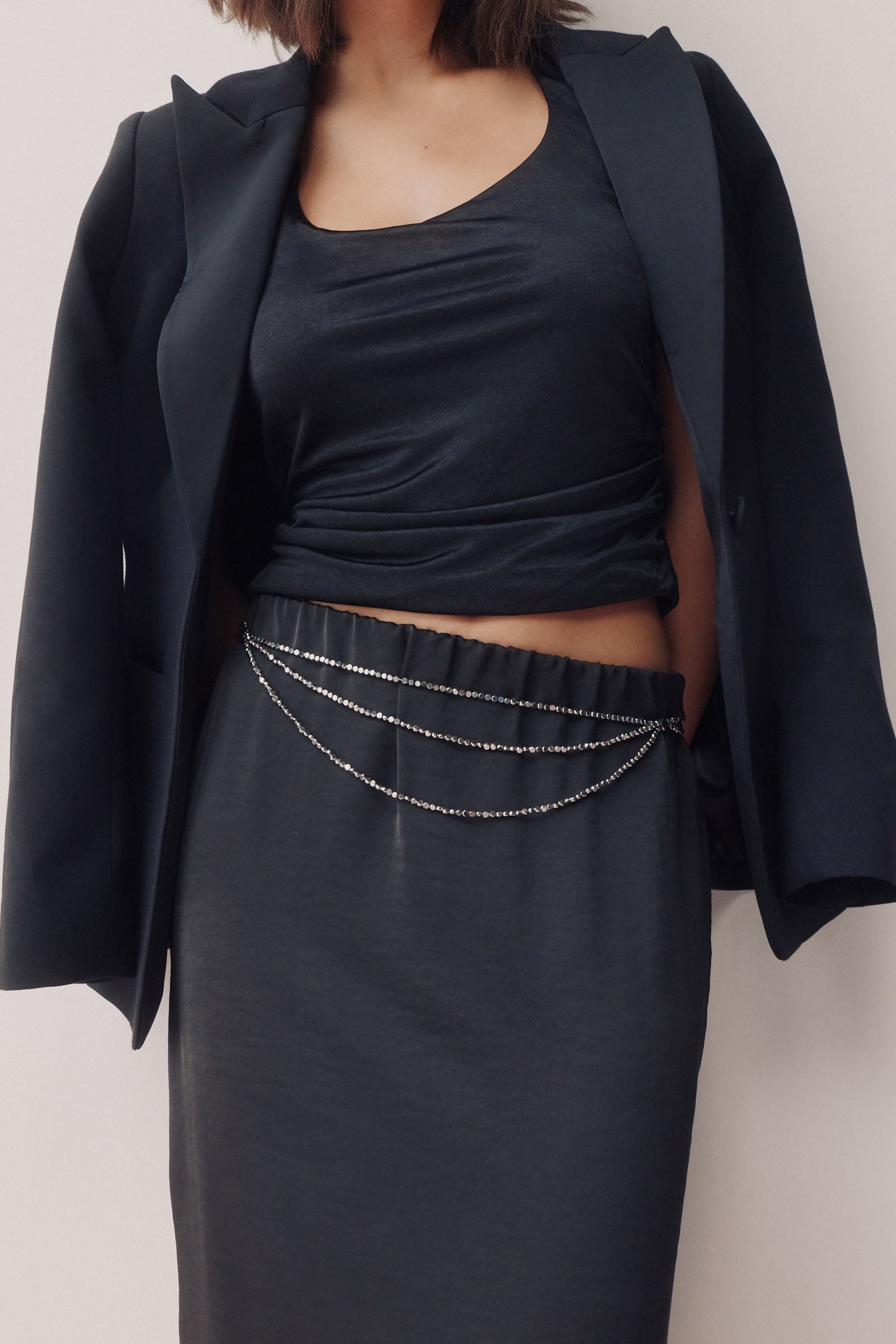 Next Gürtelriemen Skinny Fit Metallic-Gürtel mit Perlen (1-St)