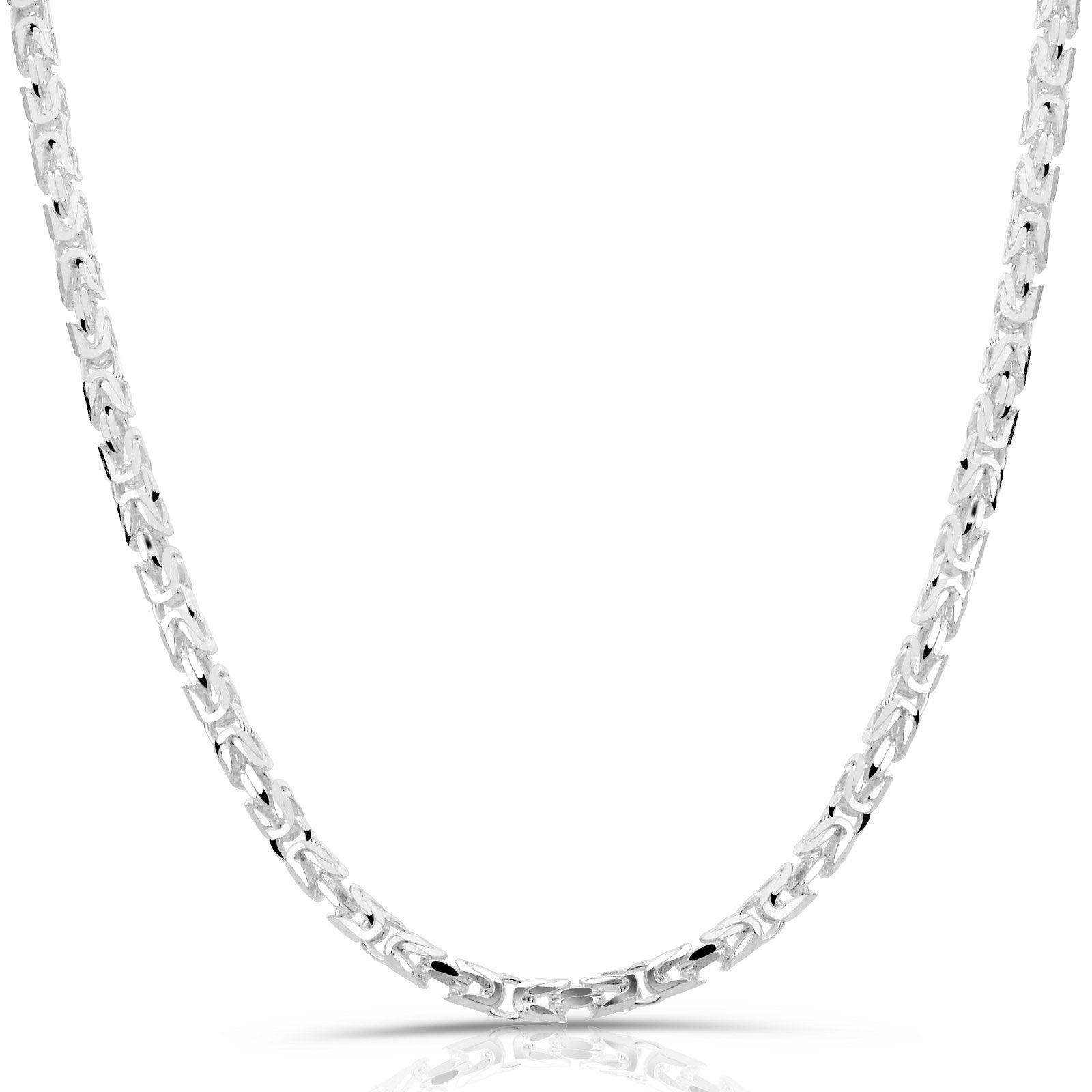 Tony Fein Silberkette Königskette 3,8 mm 925er Silber Hochglanzpoliert Diamantiert, Made in Italy für Damen und Herren